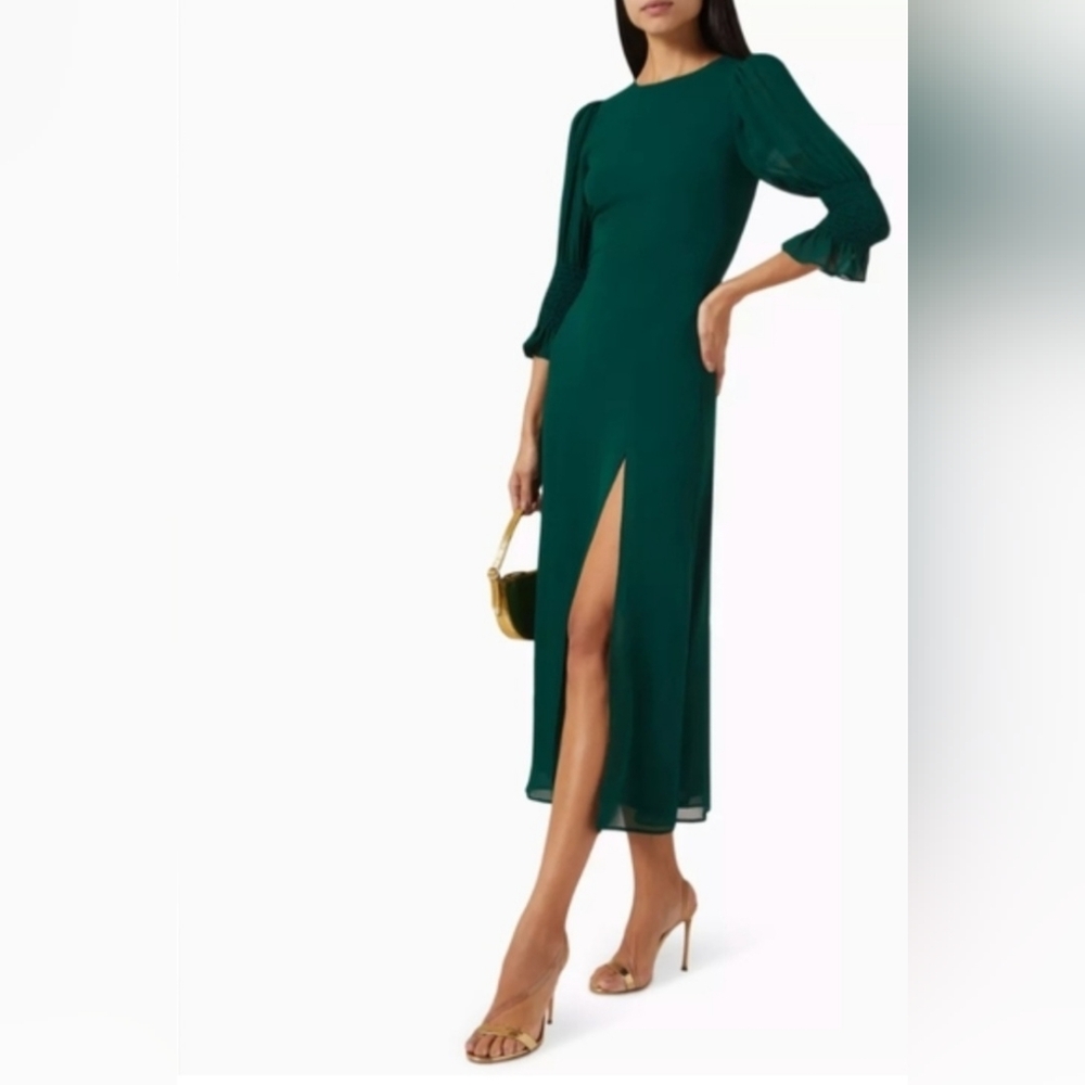 Reformation Carolena Dress In Emarld Green